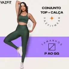 Conjunto Fitness Feminino Calça Legging e Top Academia Suplex Premium Cintura Alta Moda Fitness
