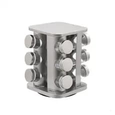 Porta Temperos Organizador Condimentos Giratório Inox Quadrado Redondo 12 Potes Vidro Pronta Entrega