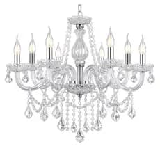 Lustre Teto Sala Candelabro 8 Braços em Cristal K9 - Luminária Sala de Jantar Quarto Luxo Sofisticação Bivolt