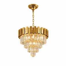 Lustre Pendente Cristal Dourado Bivolt 30cm + Lâmpadas