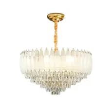 Lustre Pendente Torre Cristal K9 Legítimo 50cm Luxo Bivolt – Luminária Teto Em Cascata Para Sala Hall Recepção