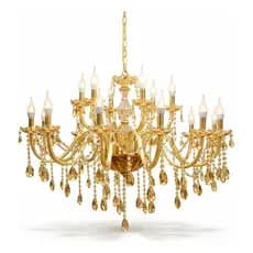 Lustre Teto Candelabro Imperial 18 Braços Cristal – Luminária Gigante Sala Hall Design de Luxo Clássico Bivolt