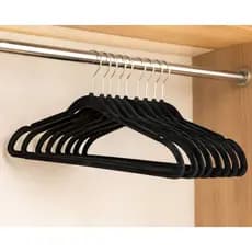 Kit 10 Cabides Slim Veludo Preto Antiderrapante Ultrafino Gancho Giratório 42cm