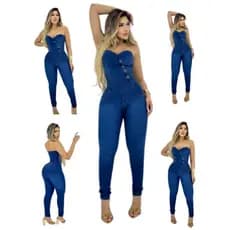 Macacão Tomara que Caia Jeans Ocidental Laycra