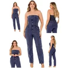Macacão Flare Tomara-que-caia Jeans Feminino Laycra Impactante Blog