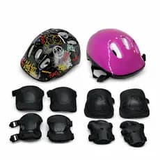 Kit Infantil 7 Peças de Proteção – Capacete, Joelheiras, Cotoveleiras e Luvas para Patins, Skate, Bicicleta Diversão