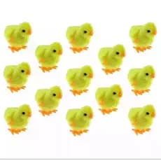 Kit com 100 Pintinhos Amarelinho de Pelúcia com Corda - Brinquedo Infantil que Pula e Diverte Amarelo