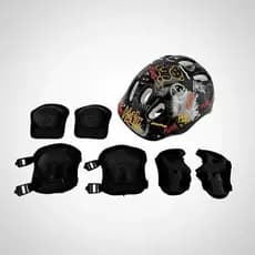 Kit Proteção Infantil 7 Peças Capacete Joelheira Cotoveleira Luvas Skate Patins Bicicleta Patinete Criança