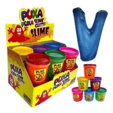 Caixa com 12 Slimes Puxa Puxa Glitter 180g – Brinquedo Infantil Anti Stress