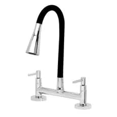 Torneira Misturador Gourmet Flexível Preto e Cromado Mesa Luxo Cozinha Metal