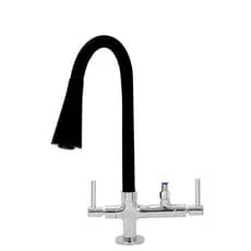 Torneira Bancada Mesa Gourmet Flexível Preta Com Saida Para Purificador 1/4 Engate Rápido Metal