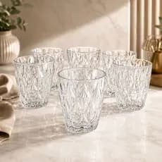 Jogo de Copos Diamond 300ml Vidro Alta Resistência Diamante Drinks