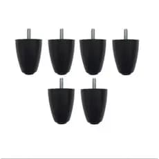 Kit de Pés de Plástico P/Cama Box de 6CM de 6 unidades Preto
