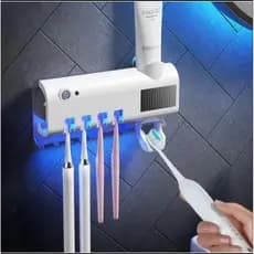 Porta Escovas de Dente com Esterilizador UV + Dispenser Automático de Creme Dental Parede Banheiro