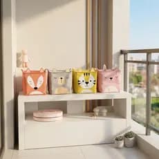 Cesto Organizador Dobrável Grande 33x33x33cm Estampa Animal | Roupas Brinquedos