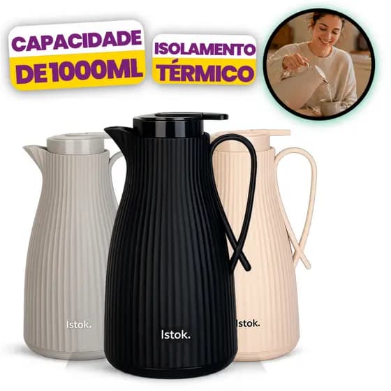 Garrafa Térmica 1 Litro Moderna com Tampa | Isolamento Térmico | Design Elegante Café e Chá