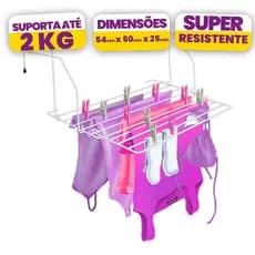 Varal Portátil Dobrável Para Porta e Janela Secalux Flick Branco 2kg