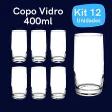 Jogo com 6 12 ou 24  Copo De Vidro Resistente 400ml Copo Versátil Diversas Ocasiões