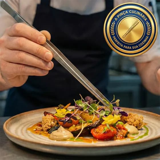 Pinça Culinária Inox 30cm Profissional para Empratamento Cozinha Doméstica e Gourmet