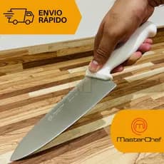Faca Chef MasterChef 8" com Cabo Branco - Perfeita para Cortar Carne, Legumes e Vegetais