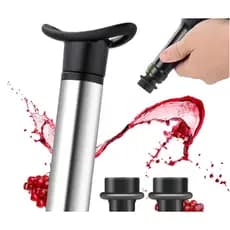 Kit Bomba a Vácuo para Vinho com 2 Rolhas Silicone Conserva Garrafa