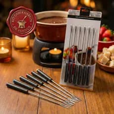 Garfo Talher Fondue Petisco Aperitivo Espeto 6 Peças 23 cm Inox