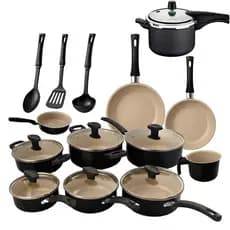 Jogo de Panela 13 Peças com Panela de Pressão 4,5L Conjunto Kit Teflon Antiaderente Frigideira
