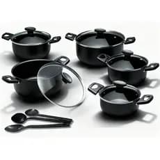 Jogo de Caçarolas 5 Peças Antiaderente Grandes Kit Tampa de Vidro Conjunto Panelas Cozinha Completa