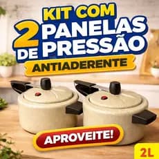 JOGO 2 PANELAS DE PRESSÃO ANTIADERENTE 2 LITROS KIT PANELA PRESSÃO TEFLON
