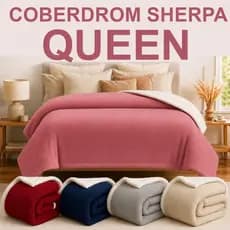 Cobertor Sherpa Queen 2,20 x 2,40 Dupla Face Grosso Frio Coberta Inverno Fofinho Quentinho Poliéster