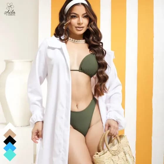 Saida de praia chamise Tecido Leve Moda Verão Praia