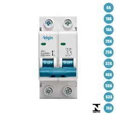 Disjuntor Bipolar Duplo Elgin Din 6A até 70A Curva C 2 Polos Homologado Inmetro