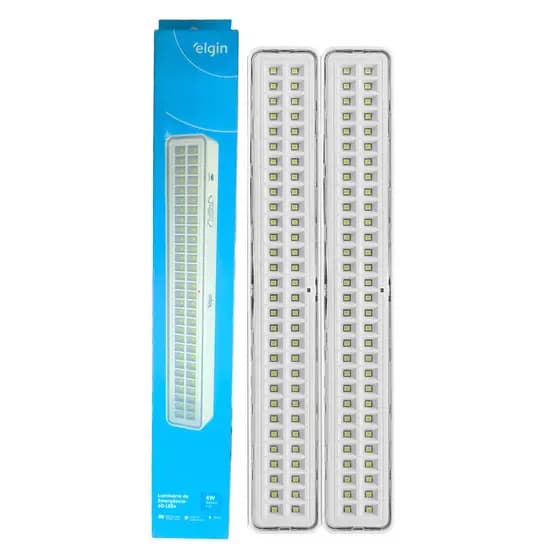Kit 2 Luminária Lâmpada de Emergência Elgin 60 Leds 4w 6500k