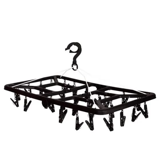 Varal De Roupas Intimas Mor Preto Com 32 Prendedores Dobravel Reforçado 64 cm Cacinha Cuecas Retangular