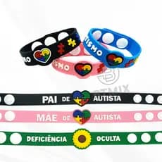 Pulseira Autismo Mãe e Pai de Autista Girassol Infantil  e Adulto Silicone Pulseira Deficiência Oculta