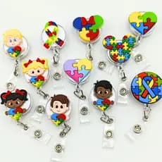 Porta Cracha Autismo Retrátil Roller Clip Personalizados Autista