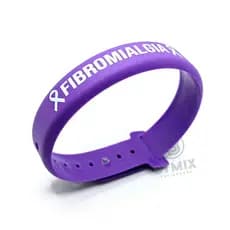 Pulseira de Identificação Fibromialgia Tamanho Adulto de Silicone