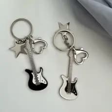 Y2k Pingente De Guitarra Picante Niche Retro Doce Millennium Pentagrama Star Bag Chaveiro