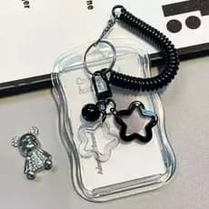 Porta-Cartões Fotográficos Fofo Kpop Star Wave Photocard Chaveiro Transparente