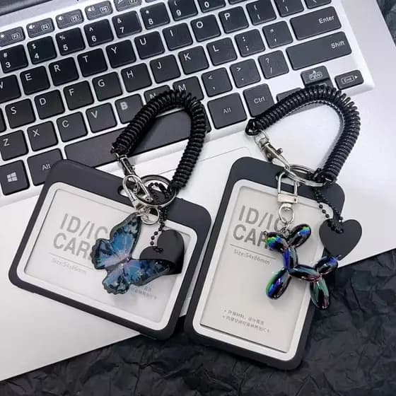 Porta-Cartões Fotográficos Kpop Fofo Star Wave Photocard Chaveiro Preto