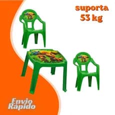 Kit 1 Mesa Com 2 Poltrona Cadeira Plastico Resistente Educativas Princesa Aranha Carro Azul Rosa