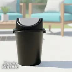 Cesto Lixeira 100 Litros Preto Com Tampa Basculante Vai Vem Plastico Resistente Bar Cozinha Banheiro