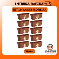 Kit 10 Vasos 370ml Floreira Plastico Ercaplast Jardim Retangular Flores Resistente Decorativo Casa