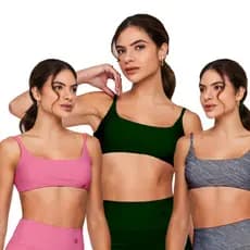 Kit 3 Tops Faixa ROSÊ/MILITAR/MESCLA Treino costas