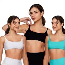 Kit Com 3 Tops Alça X Preto/Branco/Verde