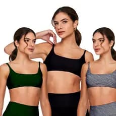 Kit 3 Tops Faixa PRETO/MESCLA/MILITAR Treino costas