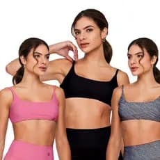 Kit 3 Tops Faixa PRETO/ROSE/MESCLA Treino costas