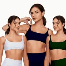 Kit Com 3 Tops Alça X Branco/Marinho/Verde Militar Feminino Academia Treino Yoga Fitness