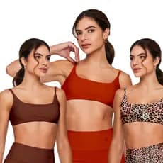 Kit 3 Tops Faixa TERRACOTA/MARSALA/ONÇA Treino costas