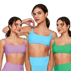 Kit 3 Tops Faixa AZUL/VERDE/LILAS Treino costas